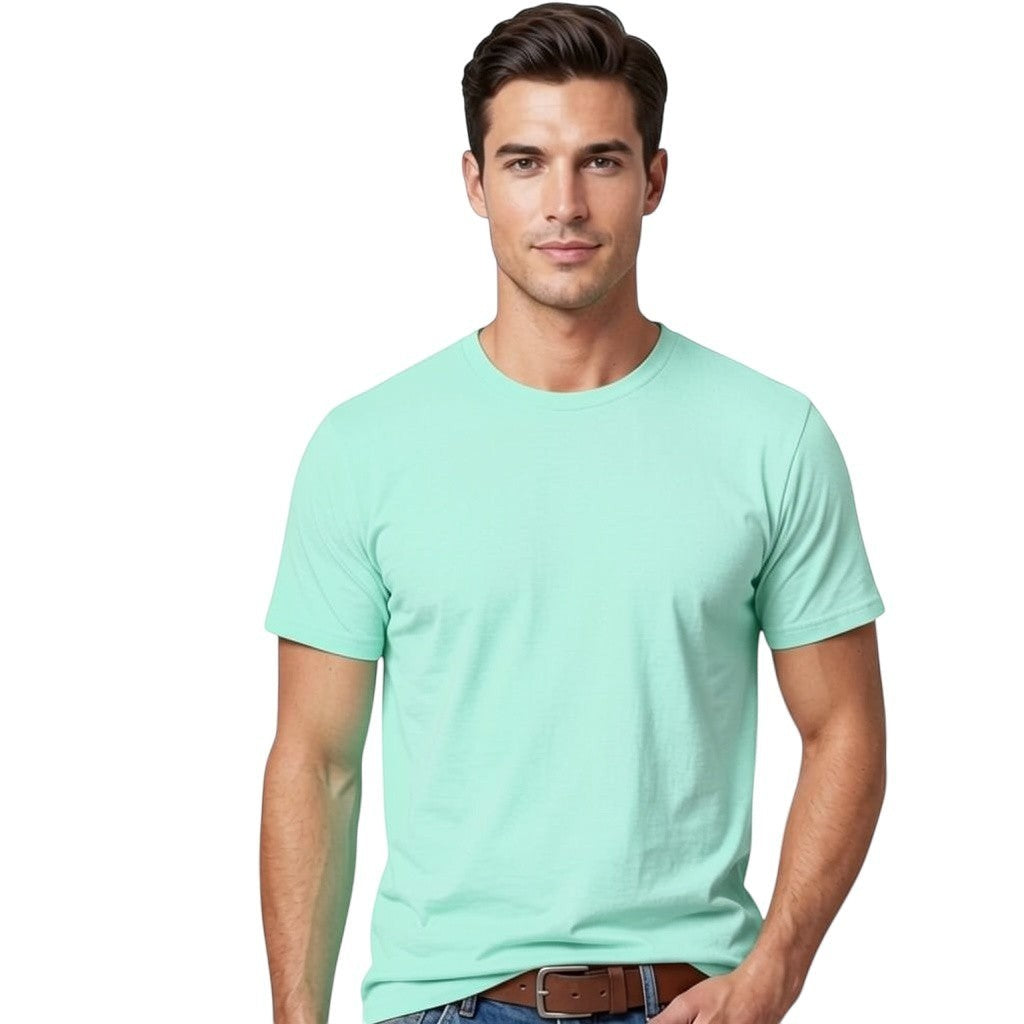 Toptan Bez Çanta orange crew neck t-shirt, 100% cotton, regular fit, plain design.