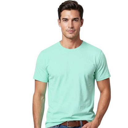 Toptan Bez Çanta orange crew neck t-shirt, 100% cotton, regular fit, plain design.