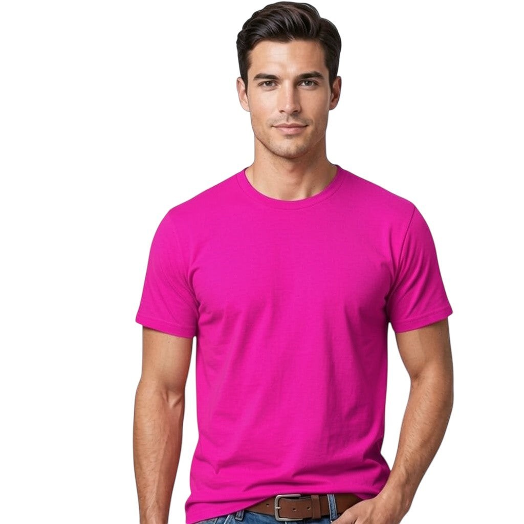 Toptan Bez Çanta orange crew neck t-shirt, 100% cotton, regular fit, plain design.