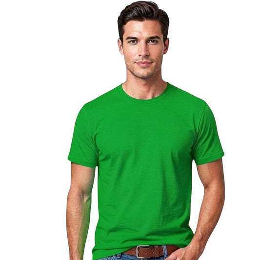 Toptan Bez Çanta men's royal blue 100% cotton crew neck t-shirt, regular fit, short sleeves, plain design.