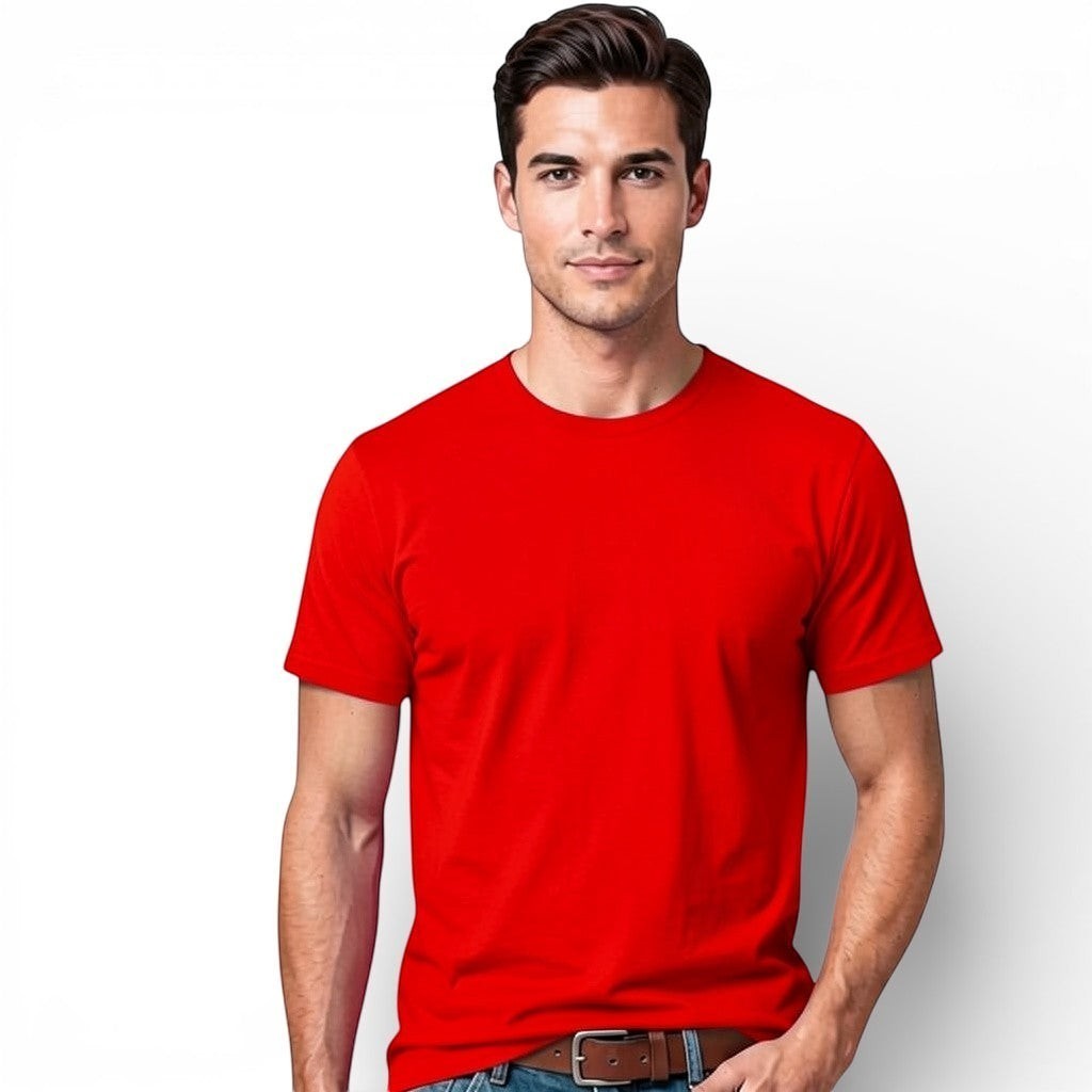 Toptan Bez Çanta men's royal blue 100% cotton crew neck t-shirt, regular fit, plain design.